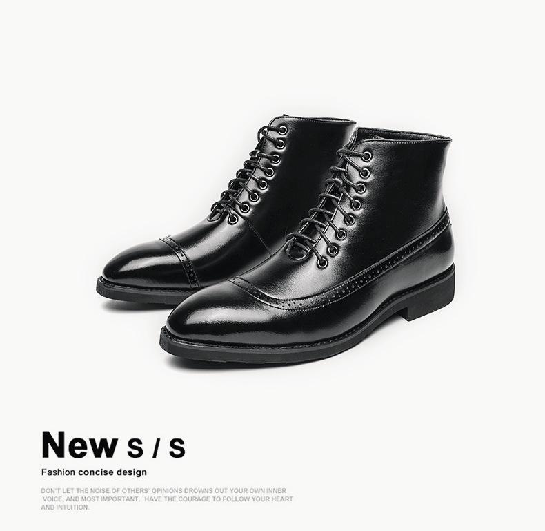 Botas de Cuero Altas Estilo Británico para Hombre Tallas Grandes de Otoño