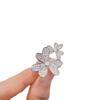 Luxury Double Clover Heart Diamond Adjustable Ring