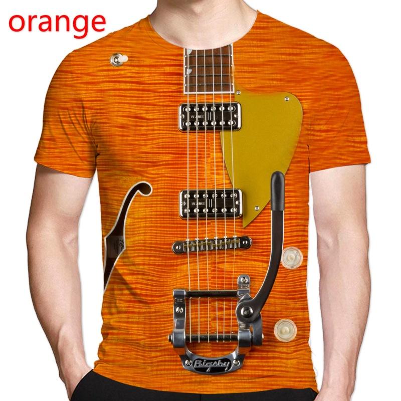 Summer Funny Guitar Tričko s 3D tiskem Causal Hip Hop Music Tričko Muži Ženy Trička s krátkým rukávem