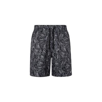 Nike Fashionable Versatile Lace-Up Mid-Rise All-Over Print Swim Trunks Men Swimwear Black FZ6361-010
