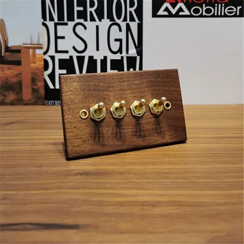 Antikes amerikanisches Wandsteckdosen-Schalterpanel aus reinem Massivholz, Brasilien Taiwan Thai Japan b&b Vintage 15A Wandschalter 118mm*75mm