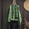 Woman Autumn Niche Vintage O-Neck Casual Loose Retro Sweater Chinese Style Long Sleeves Print Sweater