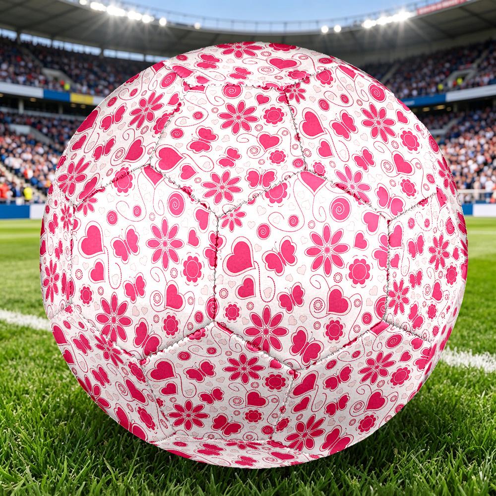 1PC Pink Floral Butterflies Soccer Ball Size 5 Football Machine Sewn Indoor/Outdoor Universal Football A48