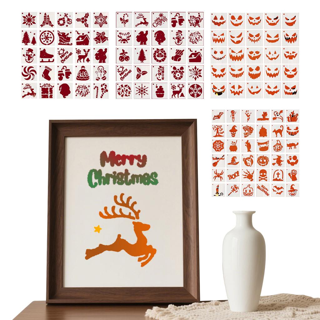 25Pcs Halloween Stencils for Crafts 3 Inch Drawing Template Drawing Craft Stencils for Painting On Wood Wall Pumpkin Home Decor