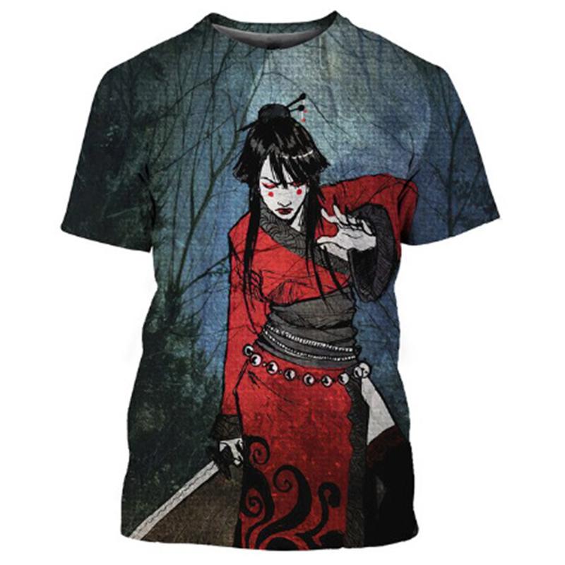 New Japanese Geisha 3D Print T-shirts Summer Men Woman Short Sleeve Tees Fashion Streetwear Harajuku