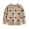 Girls' Heart Design Round Neck Long Sleeve Sweater - Korean Style Spring/Autumn Knitwear