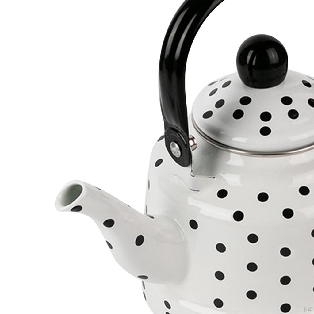 Elegant Enamel Teapot for Electric Stovetop 1100ml Water Kettle Halogen Range