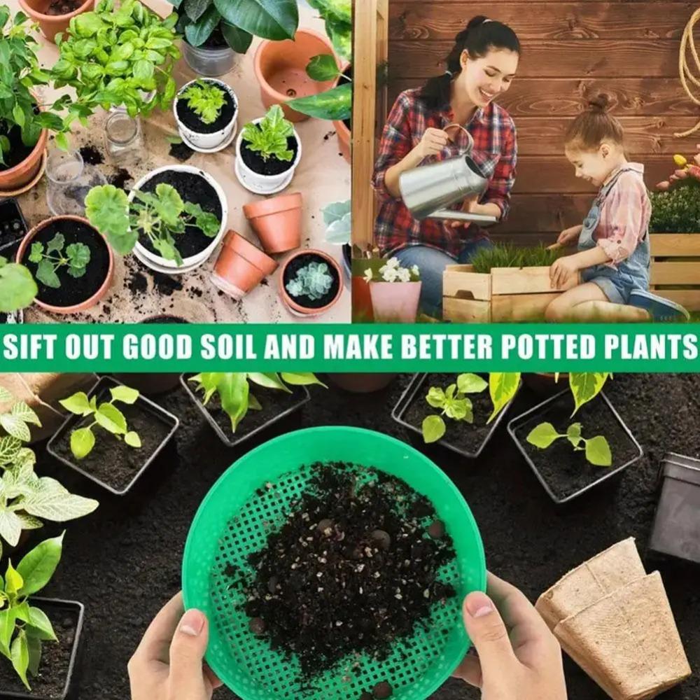 Garden Sieve Soil Sifter, Round Sieve Earth Stone Fine Gardening Tool Home Planting Sieve Screen Garden Soil Filter Net Sifter