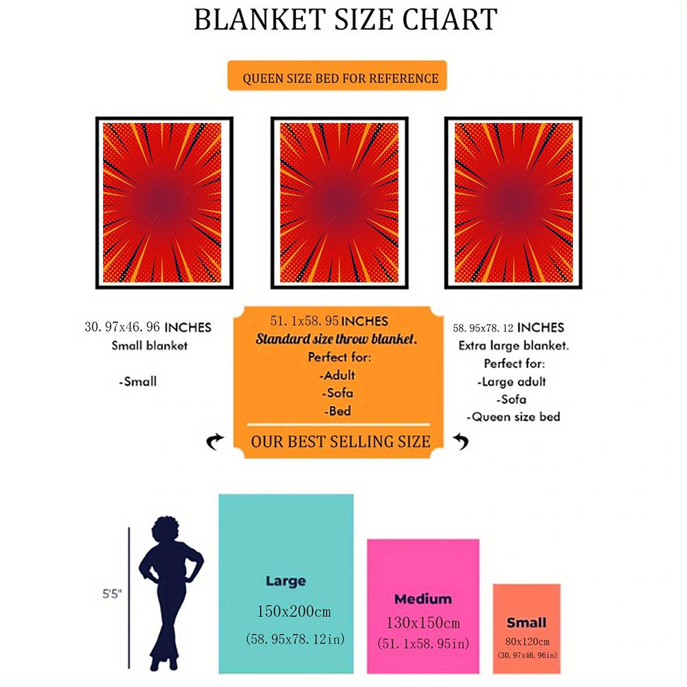 Comic Book Style Flannel printed blanket suitable for all seasons suitable for living room office sofa and travel 180x250CM