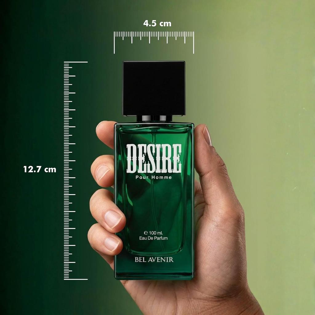 Bel Avenir Desire Perfume for Men | Long Lasting Perfume (8–10 Hours) | Fresh Aromatic Woody Fragrance for Everyday & Night Wear | EDP 100 ml