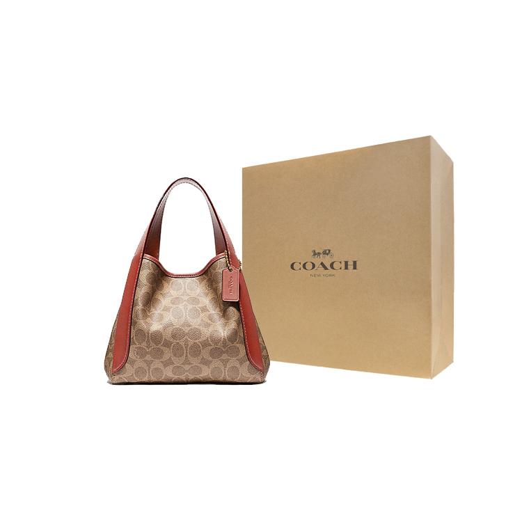 COACH Hadley Coated Canvas With Leather Handbag Medium Women's Old Rose & Yellow & Rusty 79251-B4NQ4