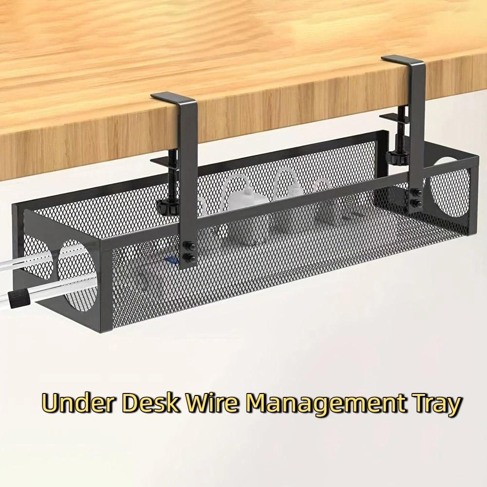 Space Saving Under Desk Wire Management Tray No Drilling Data Wire Storage Rack  for  Home