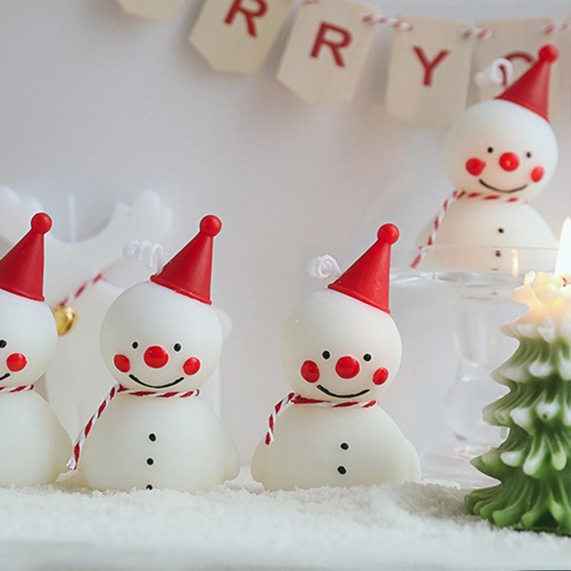 1PC Scented Candles Creative Cartoon Ornaments Photo Props Snowman Cute White Vintage Decorative Table Decoration Gifts