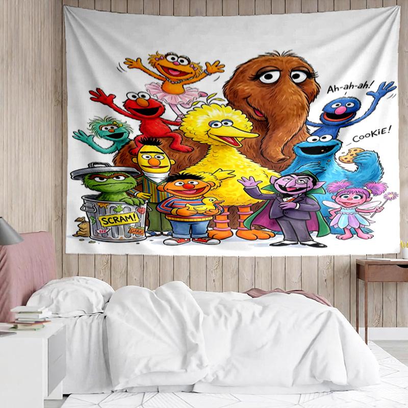 1PC Se-same Characters Tapestry Accessories Playroom Tapestry, for Bedroom,Livingroom, dormitory Room Wall Decor Fan Birthday Gifts