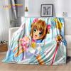 Cute Cartoon Cardcaptor Sakura Soft Plush Blanket,Flannel Blanket Throw Blanket for Living Room Bedroom Bed Sofa Picnic Cover 3D