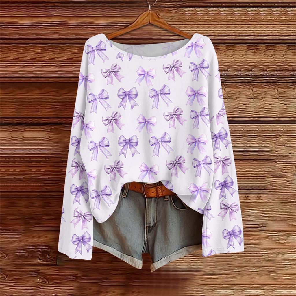 Long Sleeve Shirts For Women Printed Tees Blouses Casual Plus Size Basic Tops Pullover Casual Tunic Top Loose FitShirt