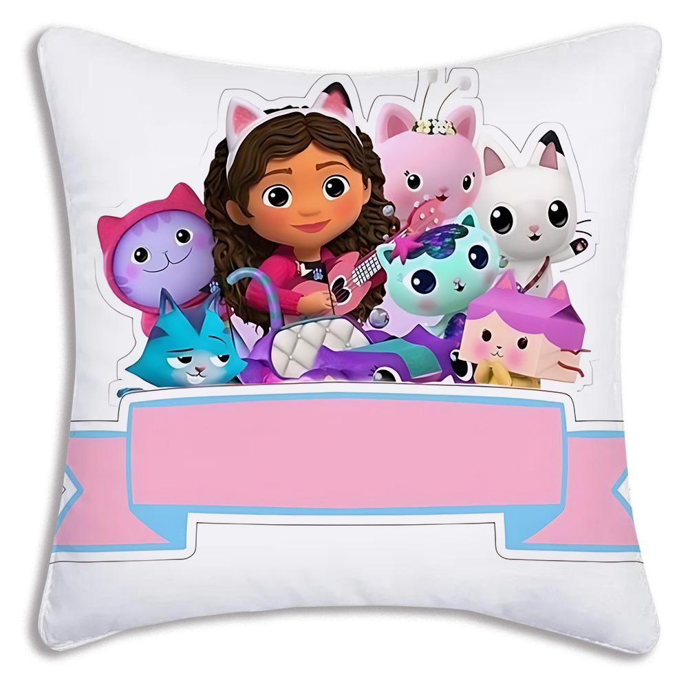 Cartoon Gabbys Kawaii Pillow Covers Cartoon Sofa Decorative Home Doublesided Printing Short Plush Cute Cushion Cover