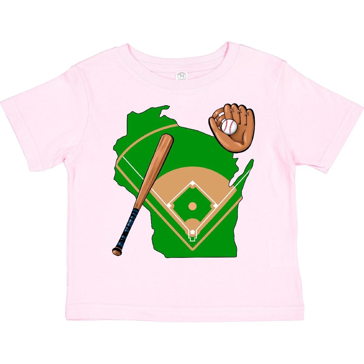 Inktastic Wisconsin Baseball With Bat And Glove Toddler T-Shirt Sports Diamond 100