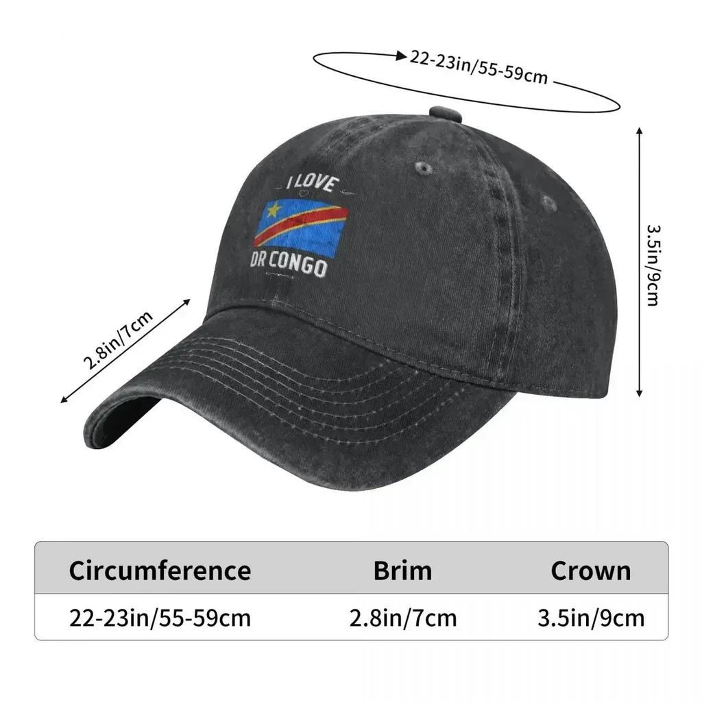 DEMOKRATISCHE REPUBLIK KONGO Baseballkappe Ich Liebe Kultur Flagge Laufen Hippie Gewaschen Truckerhut Unisex Trendiger Druck Baseballkappen