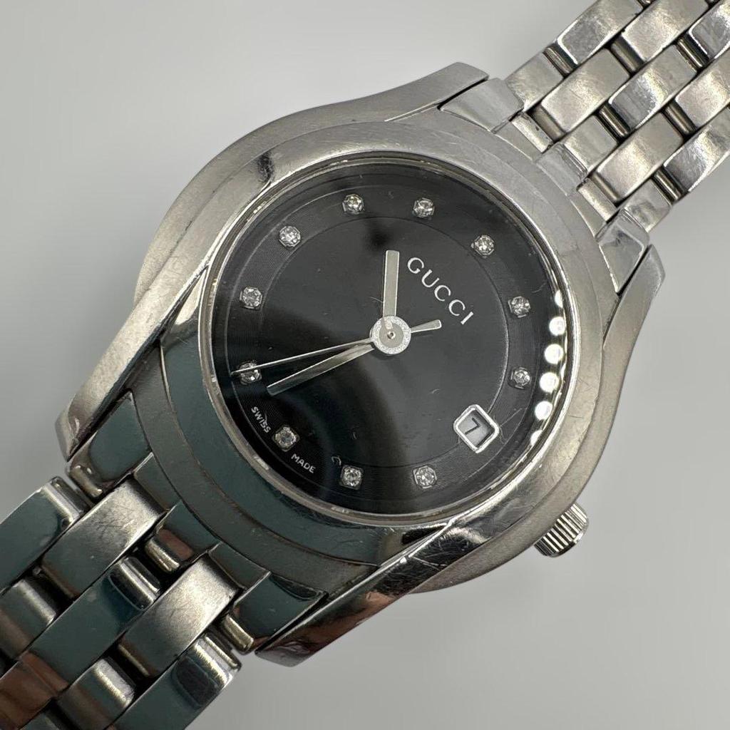 Used Operation GUCCI watch ladies 5500L 11P diamond black date