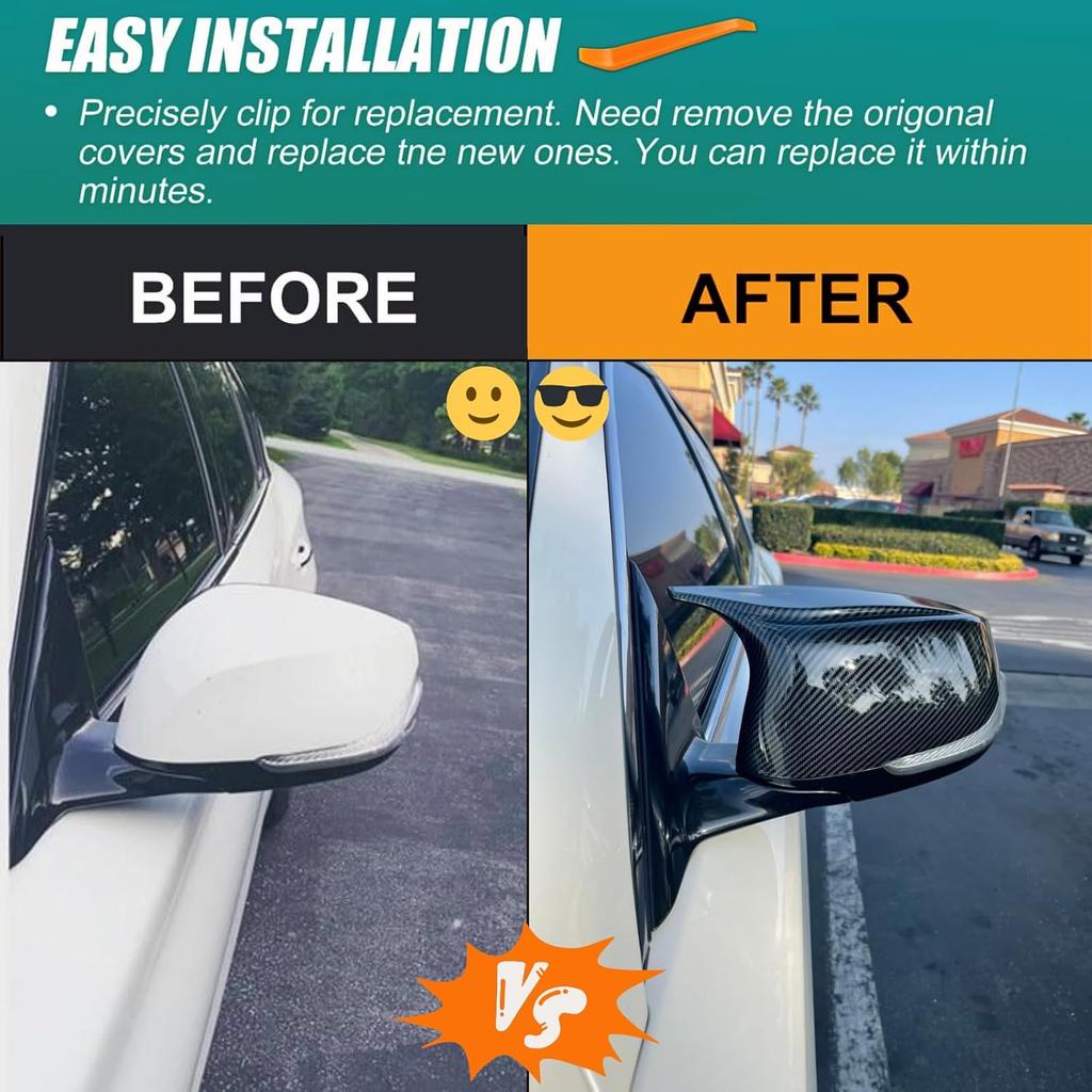 Carbon Fiber Side Mirror Caps For Infiniti Q50 Q60 Q70 QX30 QX50 Q50L Accessories, Passenger Driver Side View Mirror Cover Replacement Car Exterior