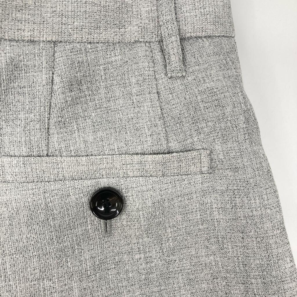 AKIRA NAKA WS2308-GY Gray Polyester X Cotton Center Press Tapered Slacks Bottoms 1 grayUsed