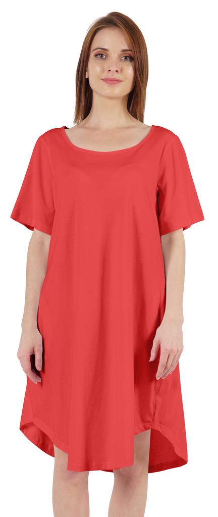 Inkmeso Noční košile pro ženy s krátkým rukávem W Noční košile s kulatým výstřihem Jersey tunika