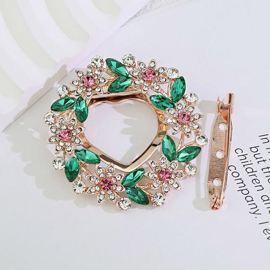 Women Scarf Fastener Sparkling Rhinestones Leaves Flower Shape Scarf Button Suits Coats Bags Scarves Badge Versatile Accessory