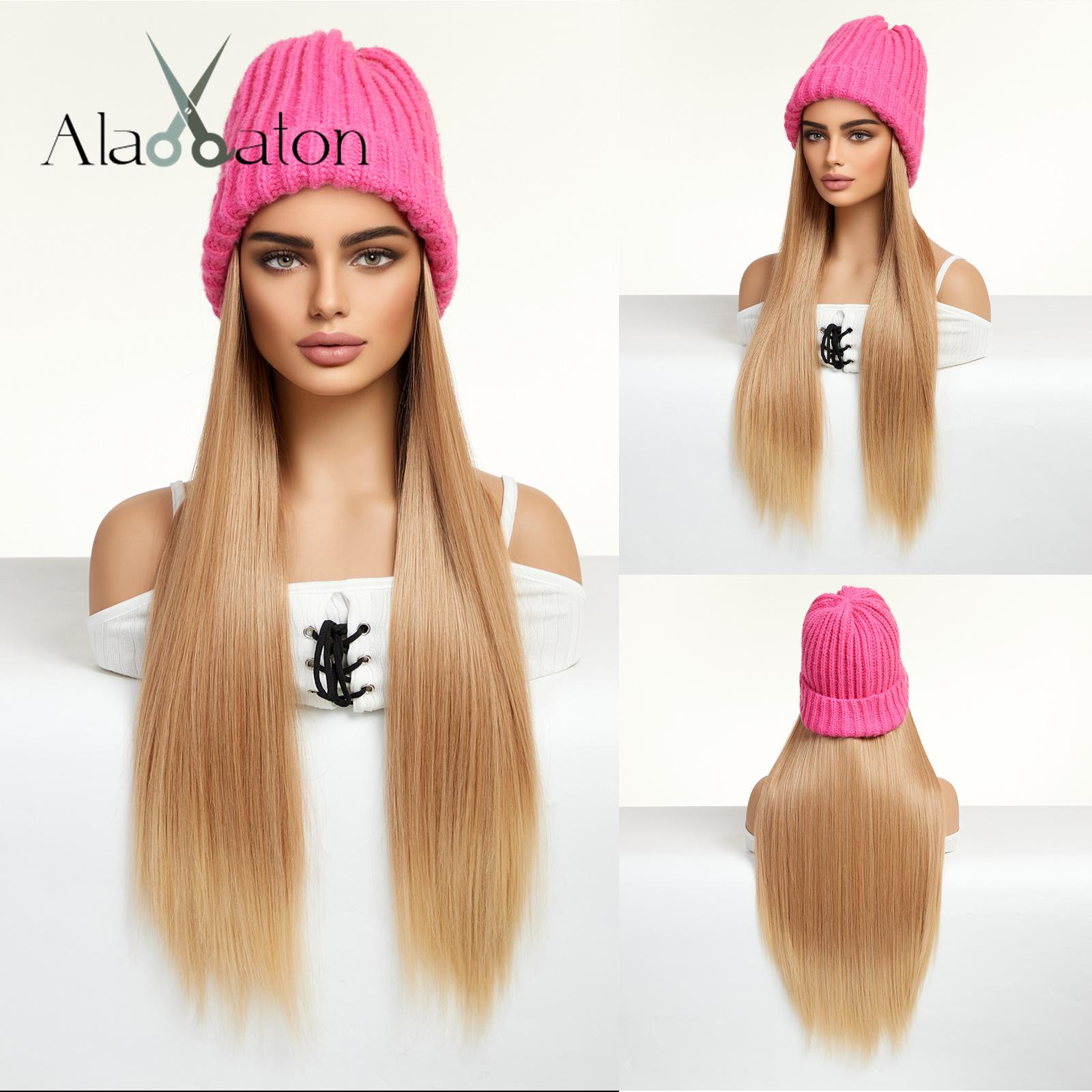 

Блондинка-единорог, шляпа, парик, шапка с волосами, омбре, коричневый, светлый цвет, соединение, синтетические наращивание волос, женские повседневные вечерние, высокая температура