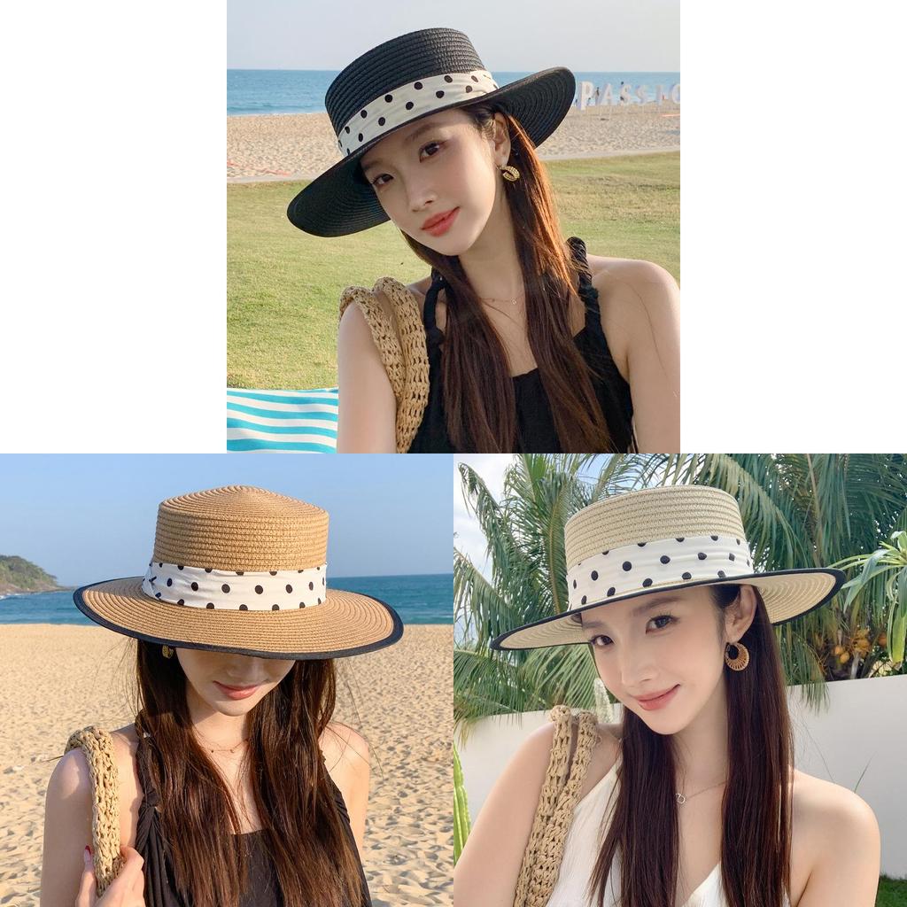 Straw Sun Hat With Wide Brim For Beach Vacation And Sun Protection