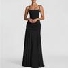 Rock Damen Sommerkleid, Europäische und Amerikanische Damenbekleidung, Strandurlaub Stil Einfarbig Taille Hosenträgerkleid