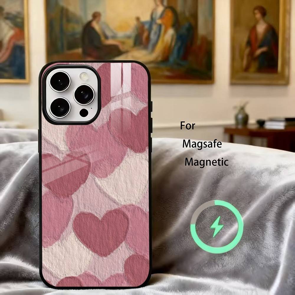 C-Cute L-Love H-Heart Phone Case For iPhone17,16,15,14,13,12,11 Plus,Pro Magnetic with Magsafe Wireless Charging