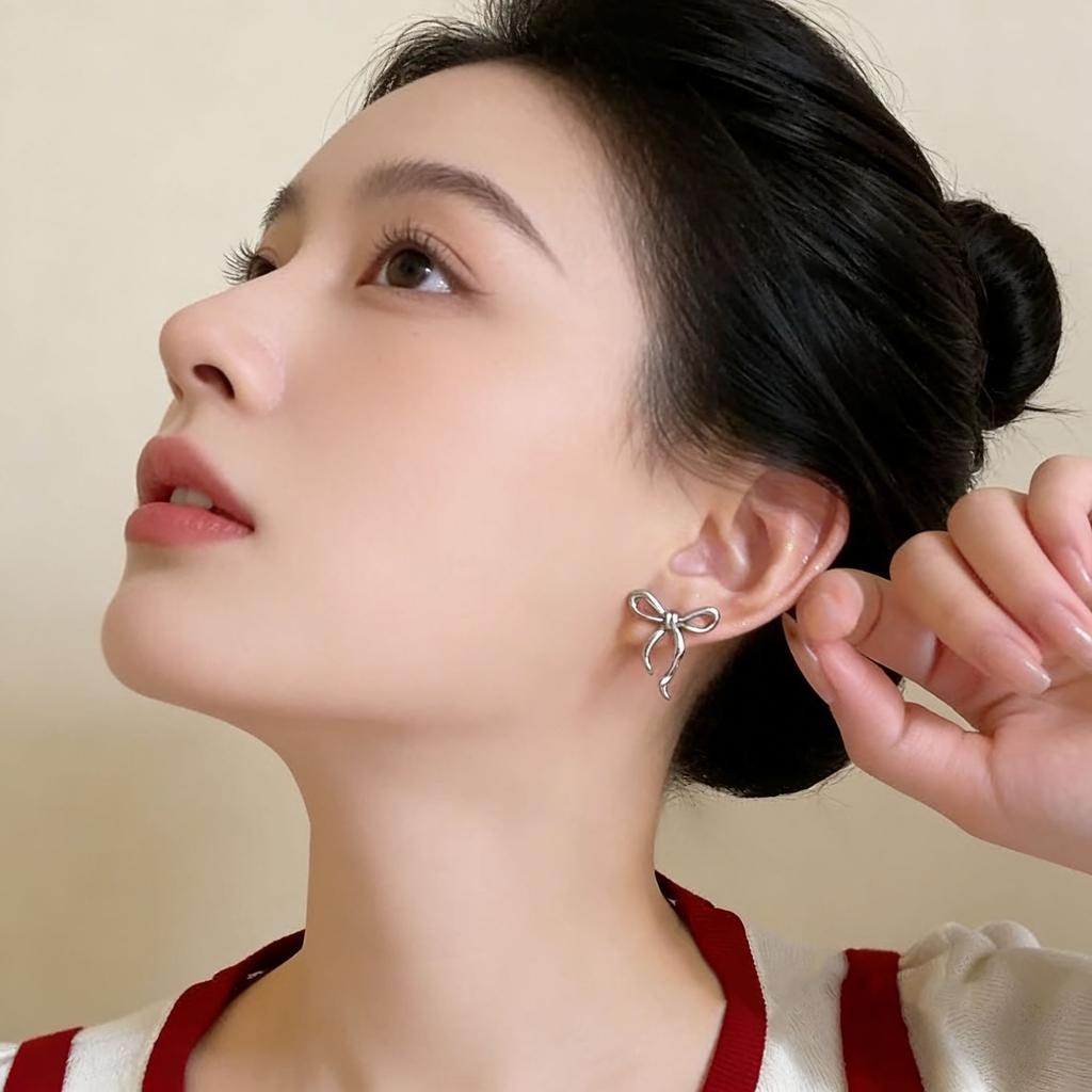 Ankola Red Bow Earrings Women'S Earrings Design Ear Jewelry Factory Earrings Light Luxury Premium Sense