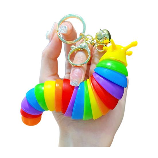 

Keychain Pendant Stress Relief Squeeze Toy 3D Slug Fidget Spinner Anxiety Reduction Flexible Sensory Key Chain разноцветный