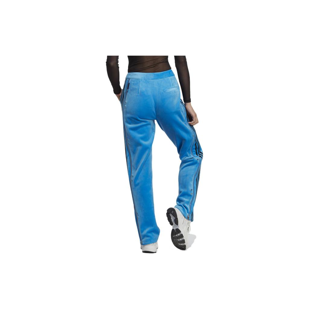 Adidas Side Hidden Button Mid-Rise Zipper Logo Knitted Sports Pants Women Bottoms Blue HM2055