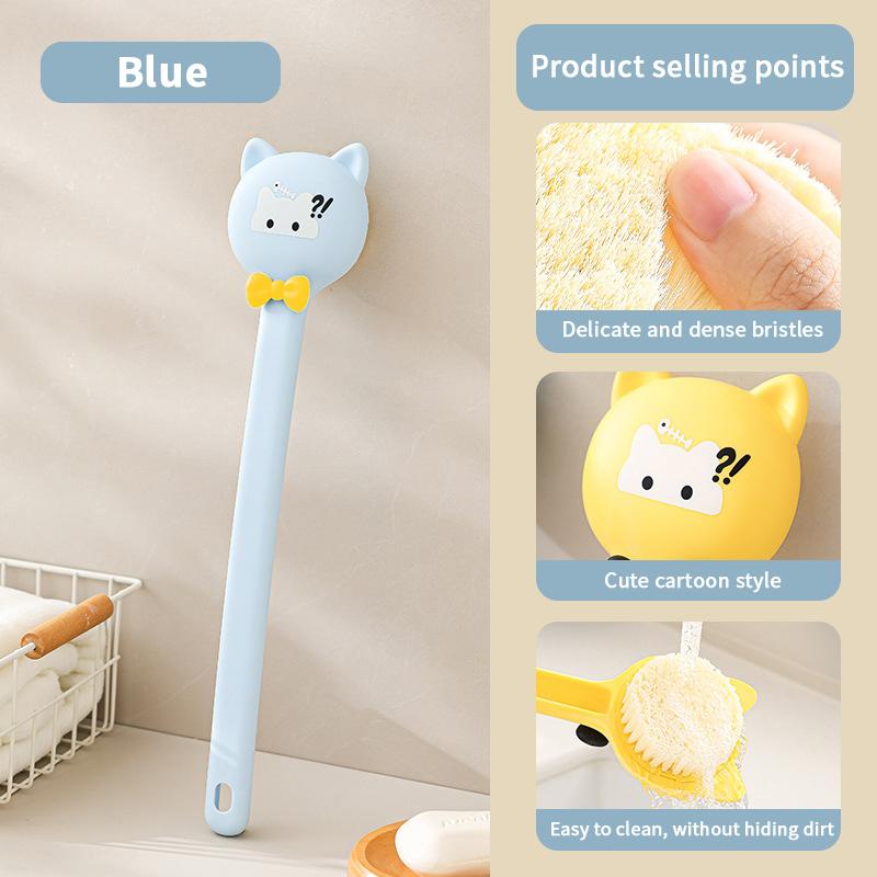 

Cartoon Long Handle Bath Brush Soft Body Scrub Massager Shower Scrubber Body Cleaning Brush Exfoliation Bathroom Accessories синий