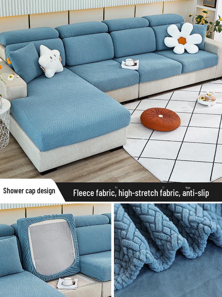 Thickened Non-Slip Polar Fleece Sofa Cover: Elastic, Full Coverage, Dustproof, High-Grade Design