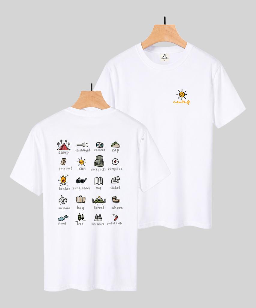 Embeullug Premium Cotton Spandex Round Short Sleeve T-Shirt For Camping Trip (5 Colors) (Type B)