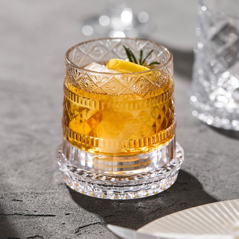 255 ML Whiskey Glass Design Niche Transparent Wine Glass Household Heat-resistant Rotatable Beer Cup Party Drinkware