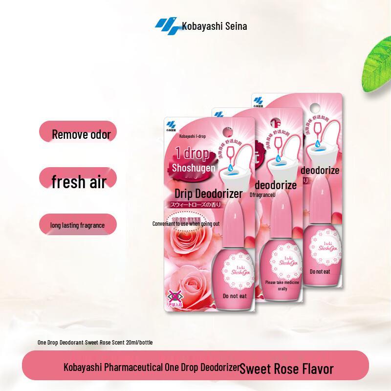 Kobayashi One Drop Toilet Deodorizer - Sweet Rose 3-Pack