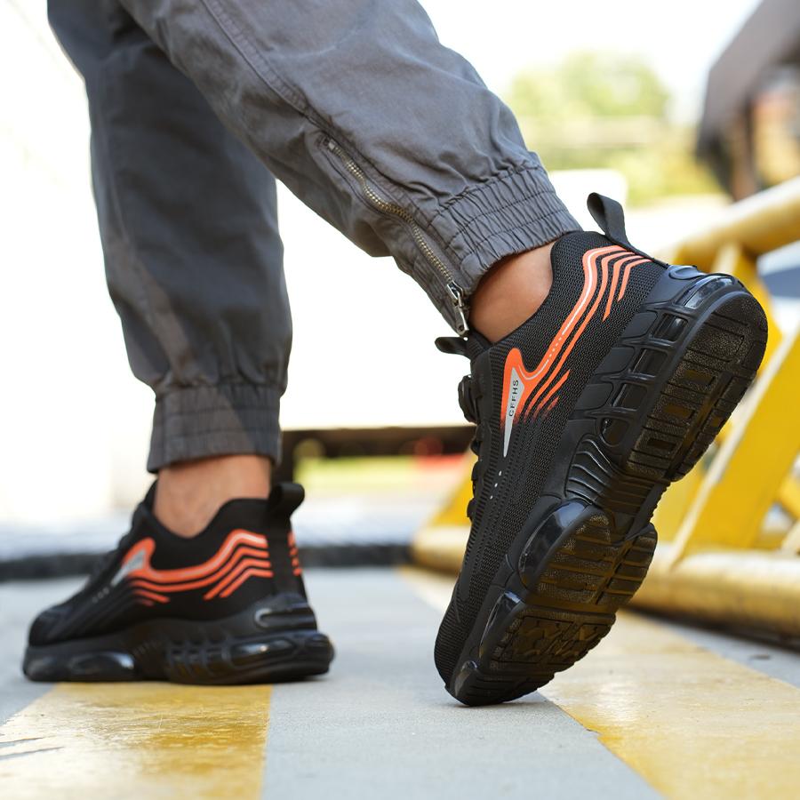 Steel Toe Safety Shoes for Men - Puncture Proof, Slip Resistant & Durable Work Boots for Construction, Outdoor Industrial Use