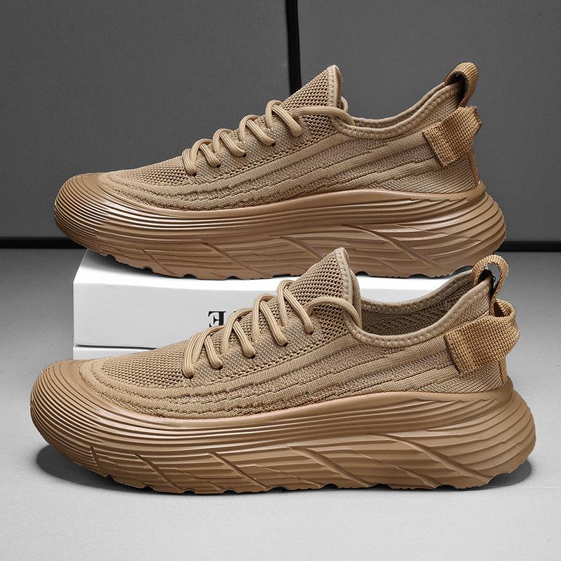 Outdoor versatile men's shoes summer fly-woven mesh breathable platform mesh shoes heightening men's casual sports shoes