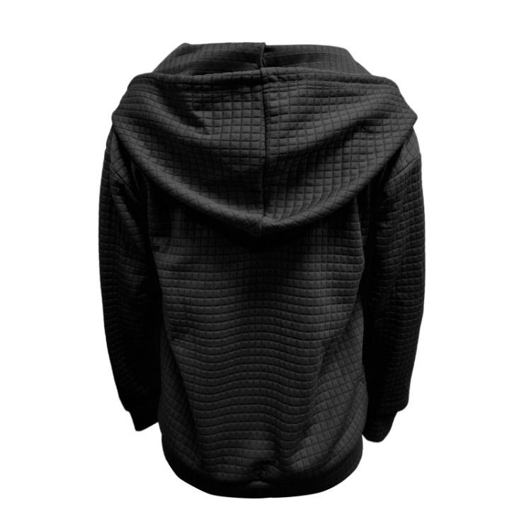 Giacca Cardigan con Cappuccio a Maniche Lunghe da Donna Colore Unito Felpa con Zip