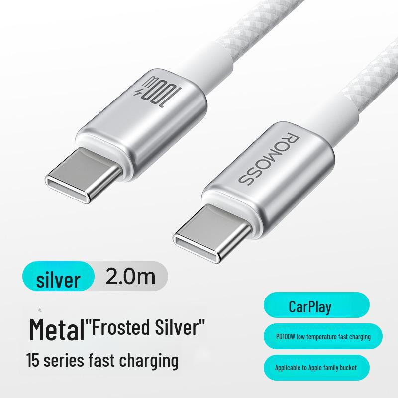 

Кабель быстрой зарядки ROMOSS с двумя разъемами Type-C для Apple, Huawei, Xiaomi, Android - 5A