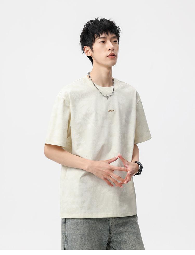Vintage Tie Dye Embroidered Hanging Loose Men's Short Sleeved T-shirt