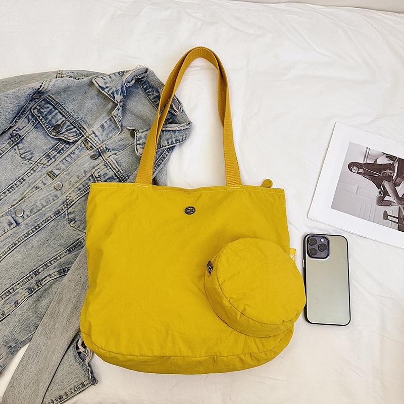 Solid Color Lightweight Women's Foldable Shoulder Bag Tote Bag
