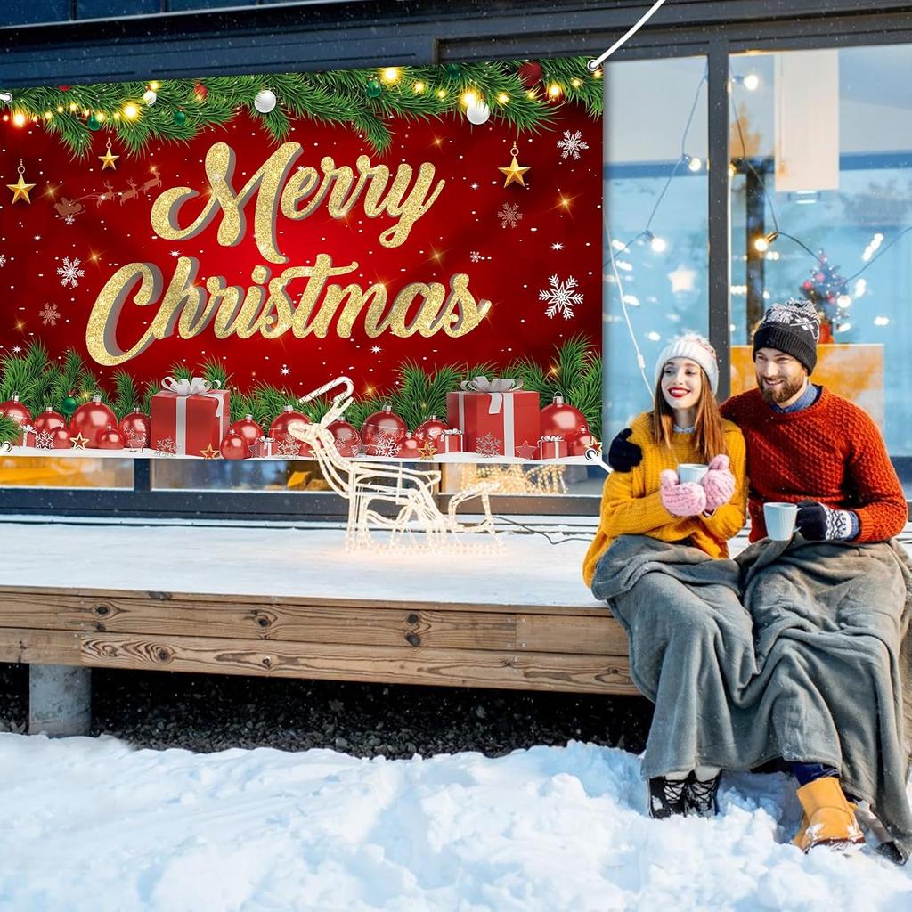 1Pcs  Large Merry Christmas Banner Decoration Background Winter Backdrop Decorations For Photo Studio Photo Booth Christma