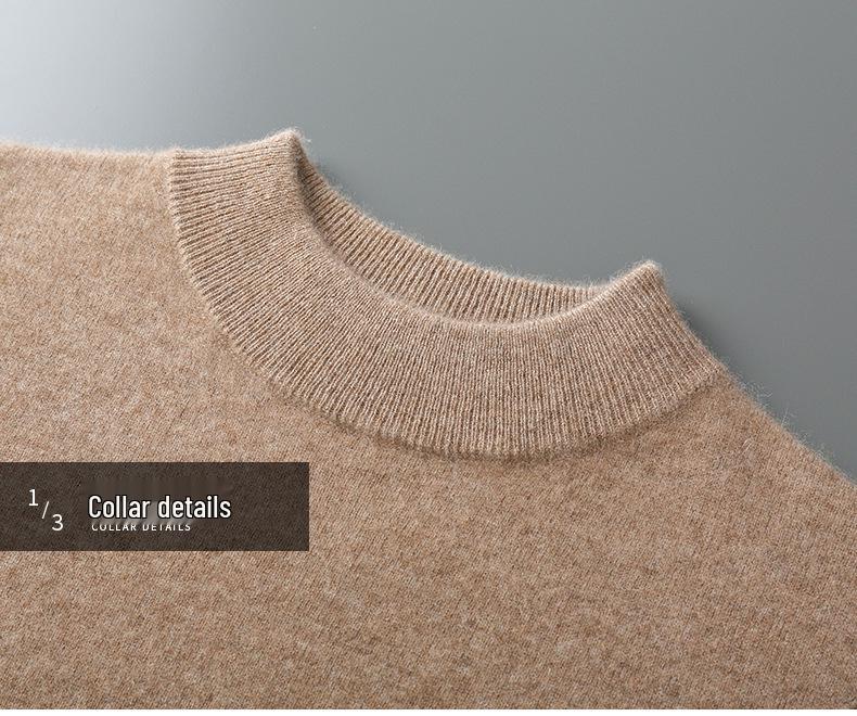 Men's Half-High Collar Wool Sweater - Thin, Warm Knitwear for Autumn/Winter