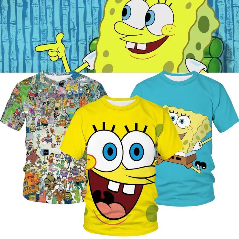 Cute 3d Spongebob Squarepants Cartoon T-shirt For Boys And Girls