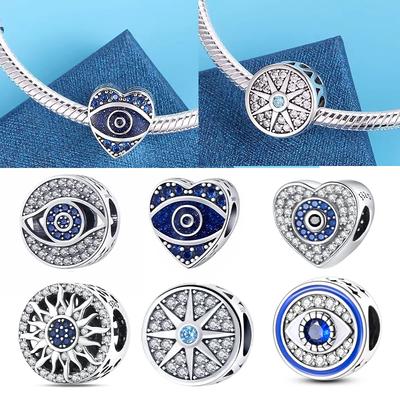 Copper Classic Palm Devil'S Eye Charms Blue Heart Beads For Women Diyoriginal Bracelets Fine Diy Jewelry Gifts